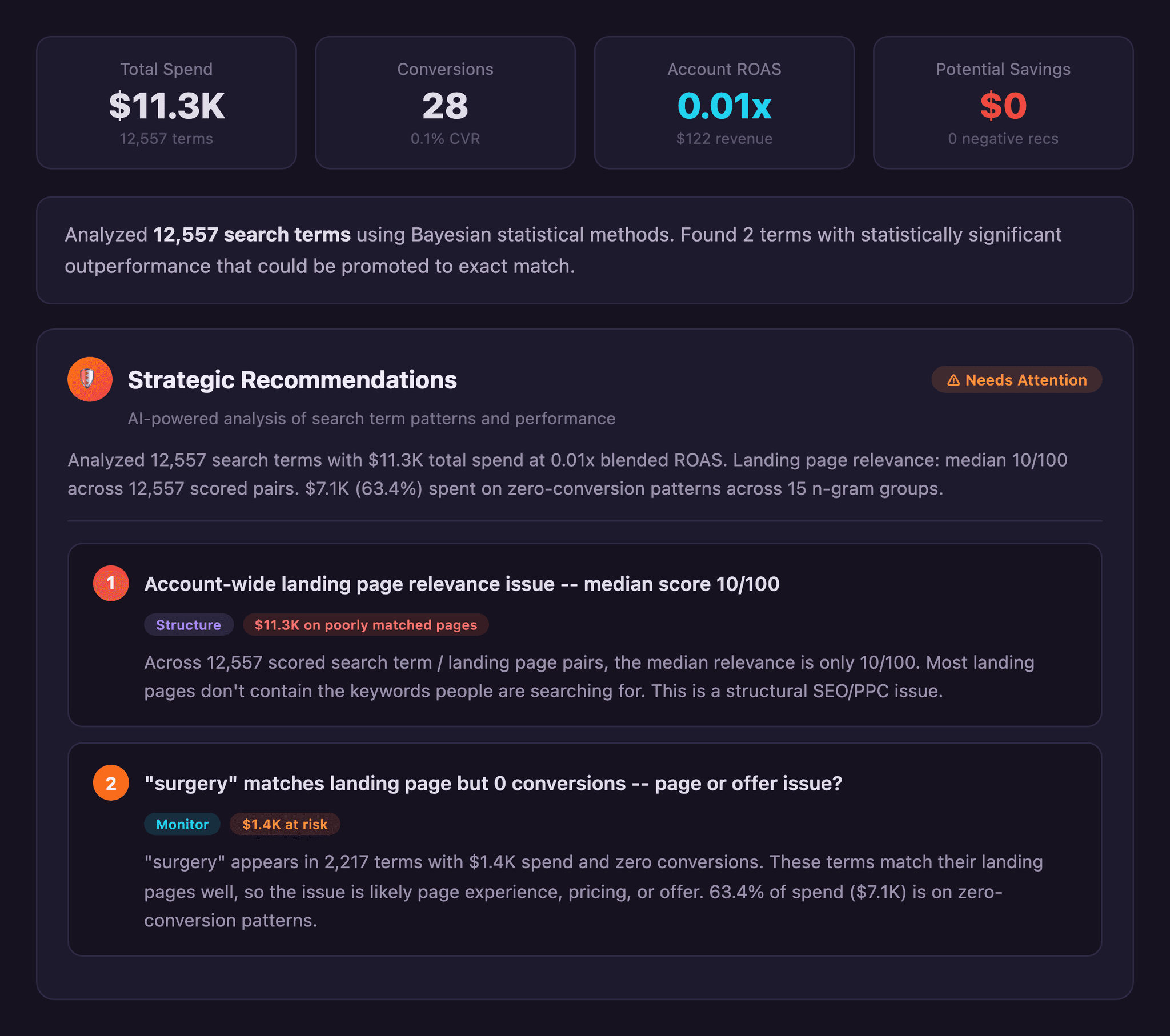 Screenshot of Search Term Mining Agent